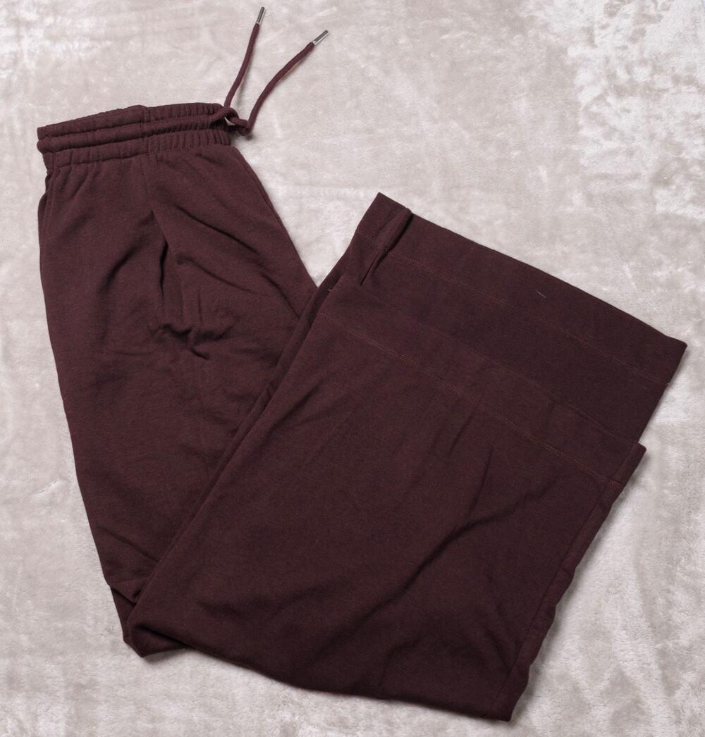 H&M Dark Red Burgundy Wide Leg Pleated Terry Sweatpants Womens Size M NWOT
